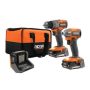 RIDGID 18V Brushless SubCompact Cordless 2- Tool Combo Kit w/ Hammer Drill, Impact Driver, (2) 2.0 Ah Batteries, Charger, & Bag - Image 1