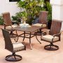 Royal Garden Rhone Valley 5-Piece Wicker Motion Outdoor Dining Set with Tan Cushions - Image 1