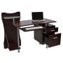 Techni Mobili 52 inch Rectangular Chocolate 2 Drawer Computer Desk w/ Keyboard Tray - Image 1