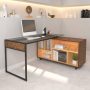 Techni Mobili Oak L-Shape Corner Desk w/ Multiple Storage - Image 1