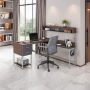 TECHNI MOBILI 59 in. W L-Shape Desk with Hutch and Storage Computer Desk, Walnut - Image 1