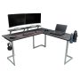 Techni Sport 59 inch L-Shaped Black/Gray Computer Desk w/ Adjustable Shelves - Image 1