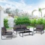 Nuu Garden 4-Piece Aluminum Outdoor Patio Conversation Set with Gray Cushions - Image 1
