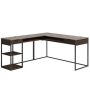 SAUDER International Lux 65.984-in. L-Shaped Umber Wood Computer Desk with Metal Frame - Image 1