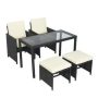 5-Piece Wicker Rattan Outdoor Patio Furniture Set with Beige Cushions - Image 1