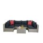 Leisure 7-Piece Wicker Outdoor Sectional Set with Black Cushions - Image 1