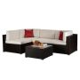 5-Piece Wicker Patio Conversation Sectional Seating Set with Beige Cushion - Image 1