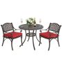 Nuu Garden 5-Piece Cast Aluminum Patio Dining Set Outdoor Bistro Conversation Set w/ Red Cushion - Image 1