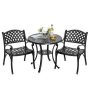 Nuu Garden 3-pc Cast Aluminum Outdoor Patio Bistro Set Dining Chair and Round Table Set with Umbrella Hole - Image 1