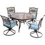 Cambridge Seasons 5-Piece Aluminum Outdoor Dining Set with Blue Cushions with 48 In. Glass-Top Table - Image 1