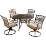 Cambridge Seasons 5 pc Aluminum Outdoor Dining Set w/ Tan Cushions w/ Four Swivel Rockers - Image 1