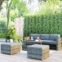 4-Piece Gray Wicker Outdoor Sectional Set with Retractable Table, Gray Cushion - Image 1