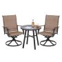 Nuu Garden 3-Piece Steel Round Outdoor Patio Bistro Set in Brown - Image 1