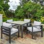 Tortuga Outdoor Lakeview Modern 5-Piece Aluminum Outdoor Dining Set with Grey Cushions - Image 1