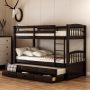 Harper & Bright Designs Espresso Chamblee Twin over Twin Bunk Bed w/ Trundle and Drawers - Image 1