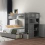 Harper & Bright Designs Gray Twin Over Full/Twin Convertible Bunk Bed w/ Storage Shelves and Drawers - Image 1
