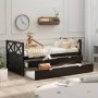 Harper & Bright Designs Espresso Twin Size Wood Daybed with 2-Drawers and Trundle - Image 1