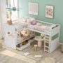 Harper & Bright Designs White Twin Size Wood Bunk Bed w/ Loft Bed and 2-Drawers - Image 1