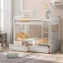 Harper & Bright Designs White Twin Size Wood Bunk Bed w/ 2-Drawers - Image 1