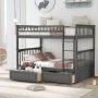 Harper & Bright Designs Gray Full Over Full Wood Bunk Bed w/ 2-Drawers - Image 1