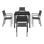 5-Piece Black Square Aluminum Outdoor Dining Table w/ Chairs - Image 1