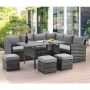 7-Piece Wicker Patio Conversation Set with Gray Cushions - Image 1