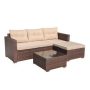 Sunsitt 4-Piece Wicker Outdoor Sectional Set with Beige Cushions - Image 1