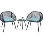 3-Piece Metal Outdoor Bistro Set with Green Cushions ST609A-70 - Image 1