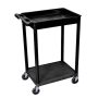 Luxor STC 24 in. W x 18 in. D 2 Top Tub and Bottom Flat Shelf Utility Cart - Black - Image 1