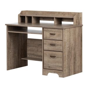 South-Shore-44-75-inch-Weathered-Oak-Rectangular-3-Drawer-Computer-Desk-w-Hutch