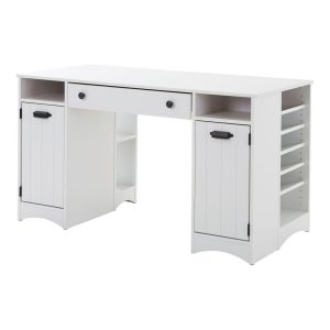 South-Shore-53-5-inch-White-Rectangular-1-Drawer-Writing-Desk-w-Shelf