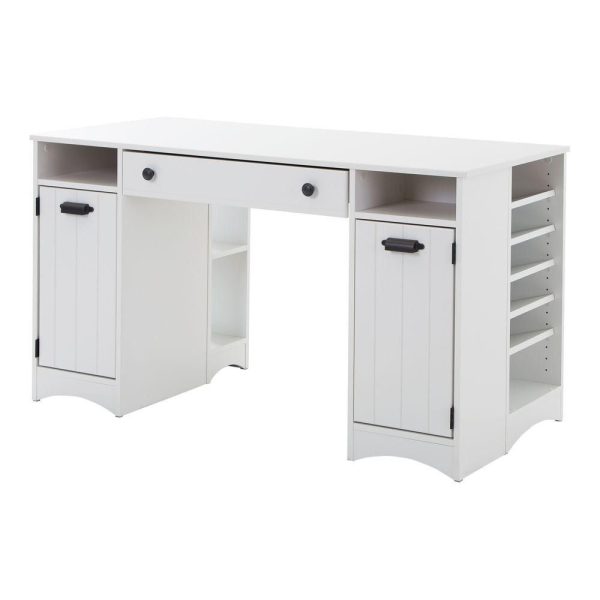 South-Shore-53-5-inch-White-Rectangular-1-Drawer-Writing-Desk-w-Shelf