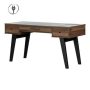 South Shore Helsy 30.25 in. x 59.5 in. x 23.5 in. Natural Walnut 3-Drawer Computer Desk - Image 1