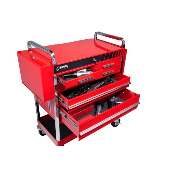 Sunex-20-inch-5-Drawer-Heavy-Duty-Utility-Cart-in-Red