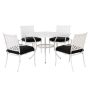 Sunjoy Seattle White 5 pc Metal Lattice Outdoor Dining Set w/ Black Seat Cushions - Image 1