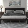 63 in.W Espresso Queen Size Platform Bed Frame with Headboard, Wood Platform Bed with Slat Support, No Box Spring Needed - Image 1