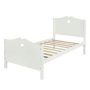 URTR White Twin Size Platform Bed Frame, Solid Wood Platform Bed with Headboard and Footboard, Wood Slat Support for Kids - Image 1