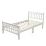 White Wood Twin Platform Bed Frame with Headboard and Footboard, Sleigh Bed with Slat Support, No Box Spring Needed - Image 1
