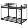 URTR Black Twin Over Twin Metal Bunk Bed, Heavy Duty Low Bunk Bed with Safety Guard Rails and Ladder - Image 1