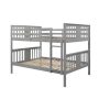 URTR Gray Full Over Full Wood Bunk Bed Frame with Guard Rails and Ladder for Kids Teens, Can be Convertible to 2 Beds - Image 1