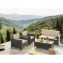Black 4-Pieces PE Wicker Patio Conversation Set, Outdoor Couch Sectional Set w/ Glass Table, Beige Cushions - Image 1
