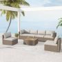 7-Piece Wicker Outdoor Sectional Set Patio Furniture Sets with Beige Cushions - Image 1