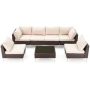 Bnbn 7-Piece Wicker Patio Conversation Set with Wine Beige Cushions - Image 1