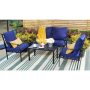 Black 4-Pieces Metal Patio Conversation Sectional Seating Set with CushionGuard Blue Cushions THD-E02GF091 - Image 1