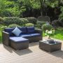 Rattan Outdoor Sectionals Conversation Set Sofas w/ Blue Cushions - Image 1