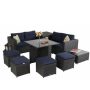 Rattan Outdoor Sectionals Conversation Set Sofas w/ Blue Cushions - THD-GF068 - Image 1