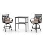 3-Piece Metal Outdoor Bar Height Dining Set w/ Beige Cushions - Image 1