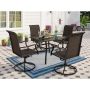 5-Piece Patio Outdoor Dining Set with Square Table and Rattan Swivel Chair - Image 1