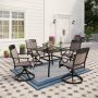 5-Piece Alumninum Rectangular Outdoor Dining Set w/ Swivel Rockers - Image 1