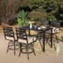 5-Piece Metal Outdoor Bar Height Dining Set w/ Beige Cushions - Image 1